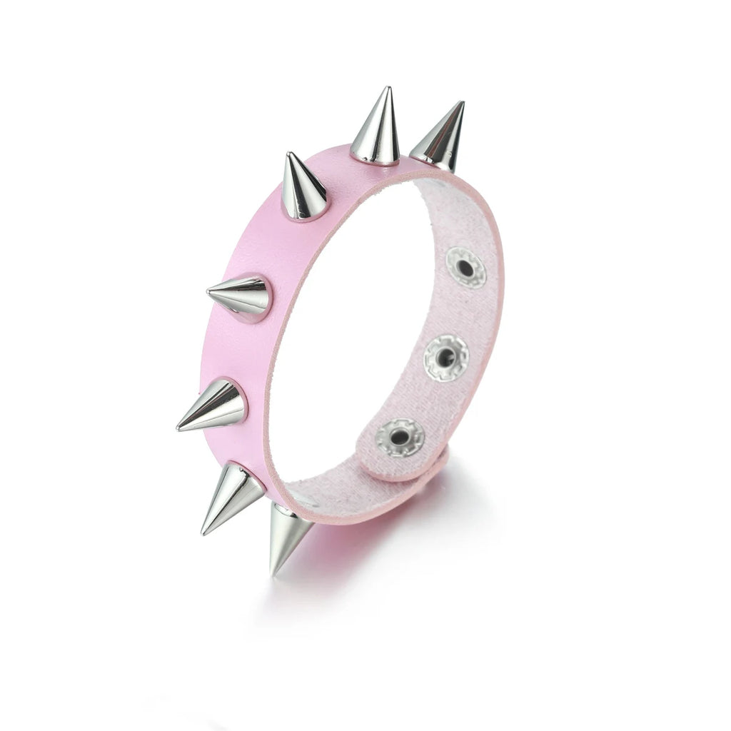 Studded Leather Punk Cuff Bracelet - Toxic Skullz