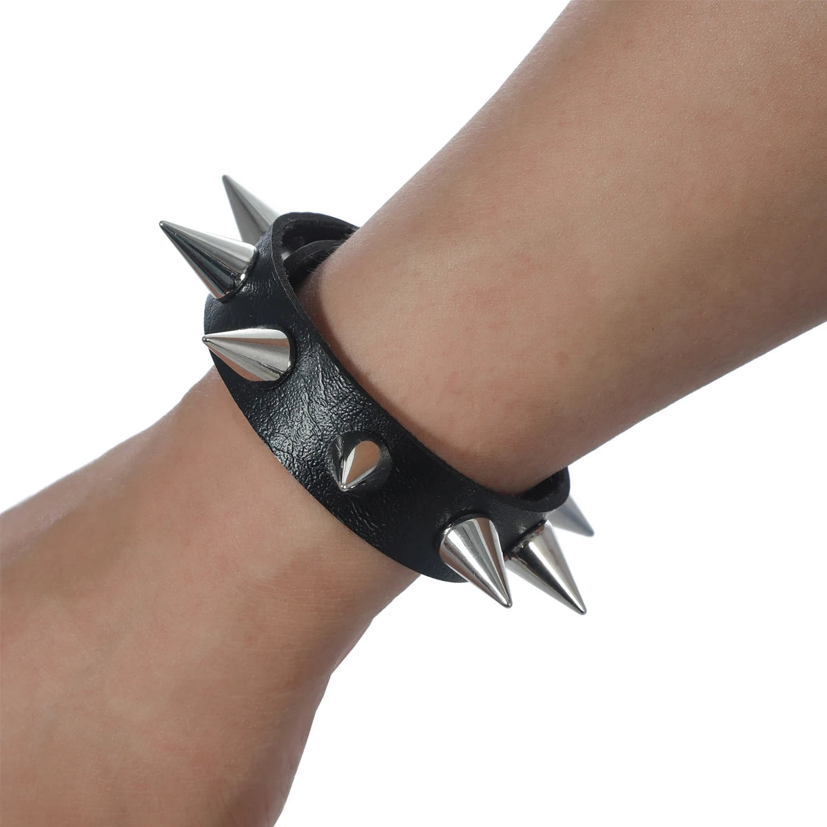 Studded Leather Punk Cuff Bracelet - Toxic Skullz