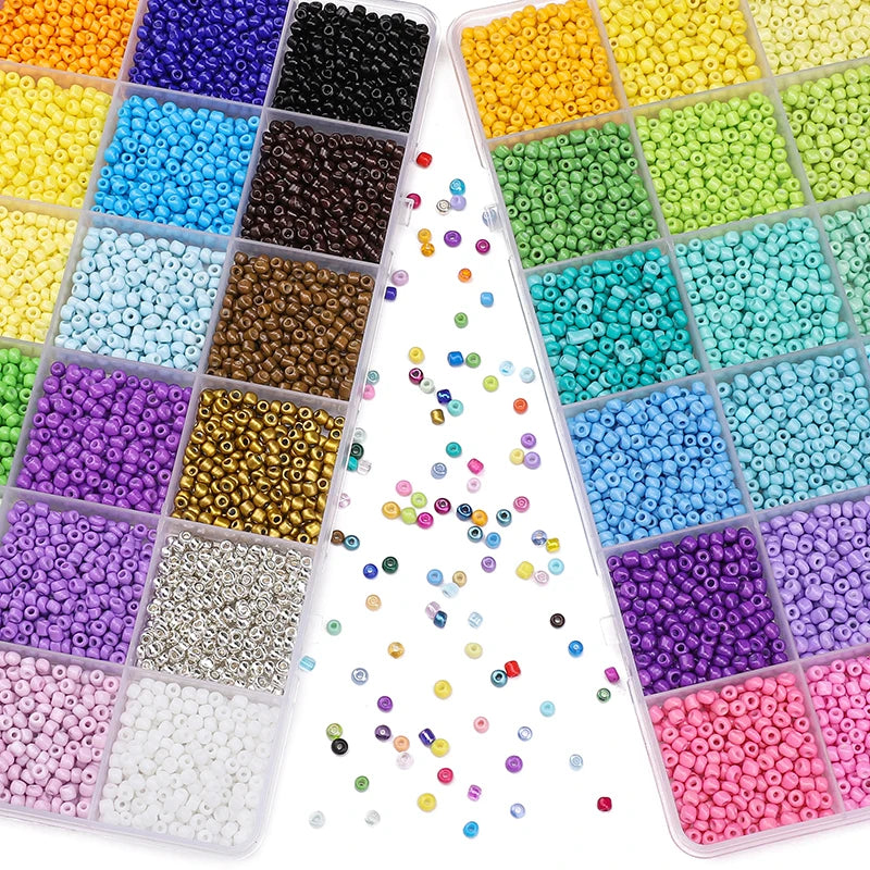 About 5200Pcs24 Grid Rice Bead Box Handmade DIY Jewelry Bracelet Earrings Kandi Jewelry Accessories Materials - Toxic Skullz