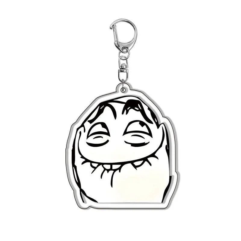 Creative Troll Face Keychains No Me Gusta Rage Forever Alone Acrylic Pendant Key Chain Backpack Car Ornament Comic Fans Gift - Toxic Skullz