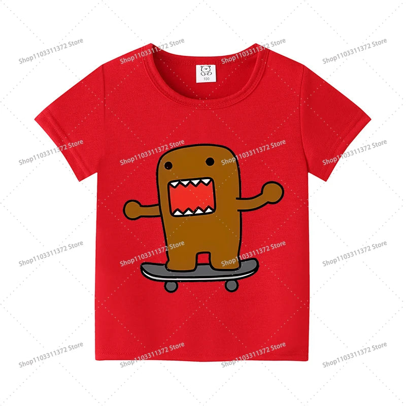 Cute Domos Kuns Short Sleeve Cartoon Boys Girls Clothes Summer Exquisite Fashion Hip Hop Casual Outdoor Wear Toddler Tops Gifts - Toxic Skullz