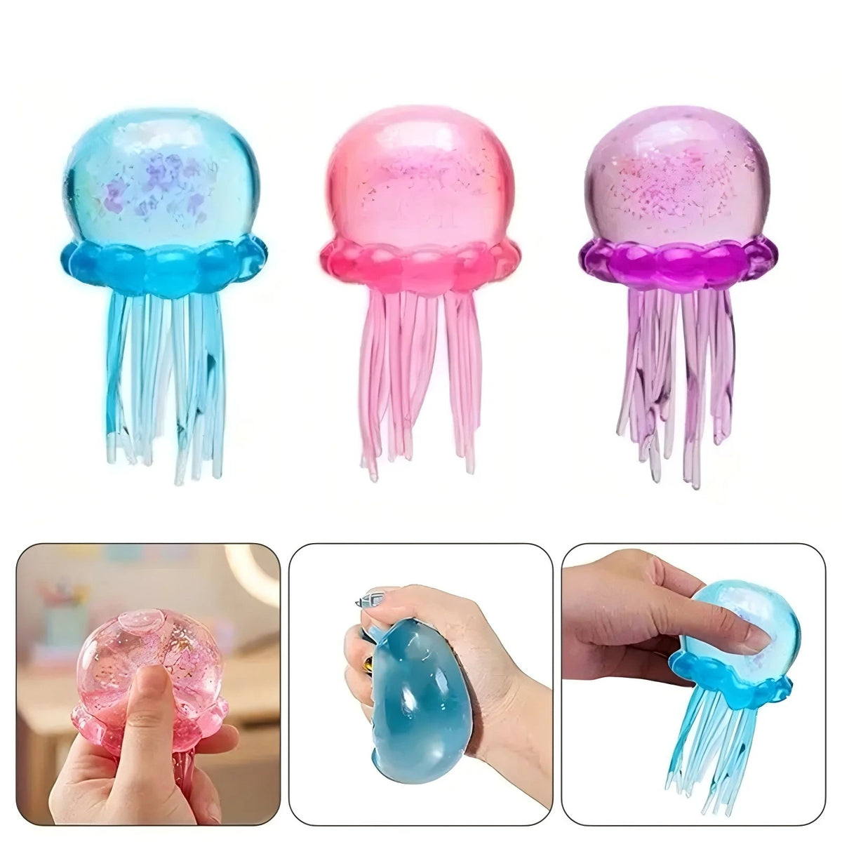 Trending Nee Doh Jellyfish & Cube Squish Toy, Soft Jelly Squeeze Stress Relief Fidget Toy, Sensory NeeDoh for Kids & Adults - Toxic Skullz