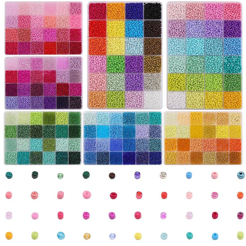 About 5200Pcs24 Grid Rice Bead Box Handmade DIY Jewelry Bracelet Earrings Kandi Jewelry Accessories Materials - Toxic Skullz