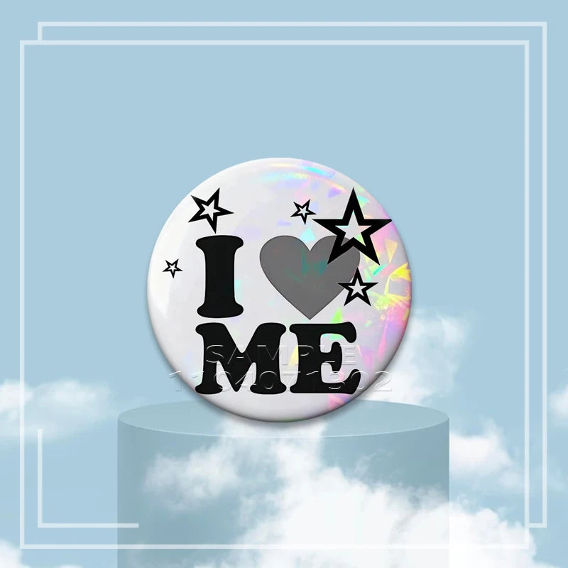 Y2K Holographic Eye Funny Face Badge Cute Cat Star Pins I Love EMO Boys Brooches DIY Backpack Jeans Decor Aesthetic Accessories - Toxic Skullz