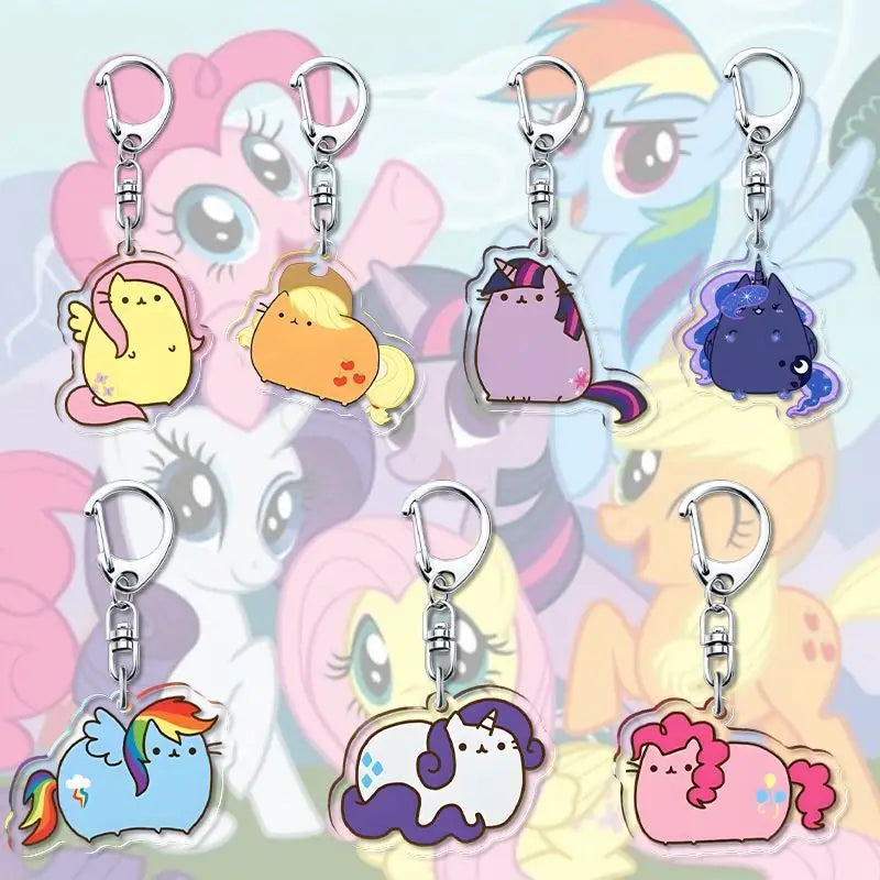1pcs My Little Pony Keychain acrylic Pendant Anime Keyring Cartoon Decorative Pendants - Toxic Skullz