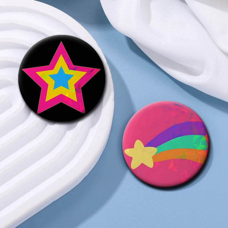 Y2K Holographic Eye Funny Face Badge Cute Cat Star Pins I Love EMO Boys Brooches DIY Backpack Jeans Decor Aesthetic Accessories - Toxic Skullz