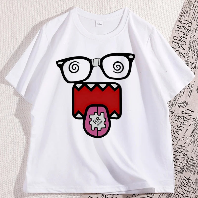 Domo Kun T-shirt for Men Women Vintage Funny Graphic Tees Cute Cotton Short Sleeve T Shirt Streetwear Man Clothing Loose Tops - Toxic Skullz