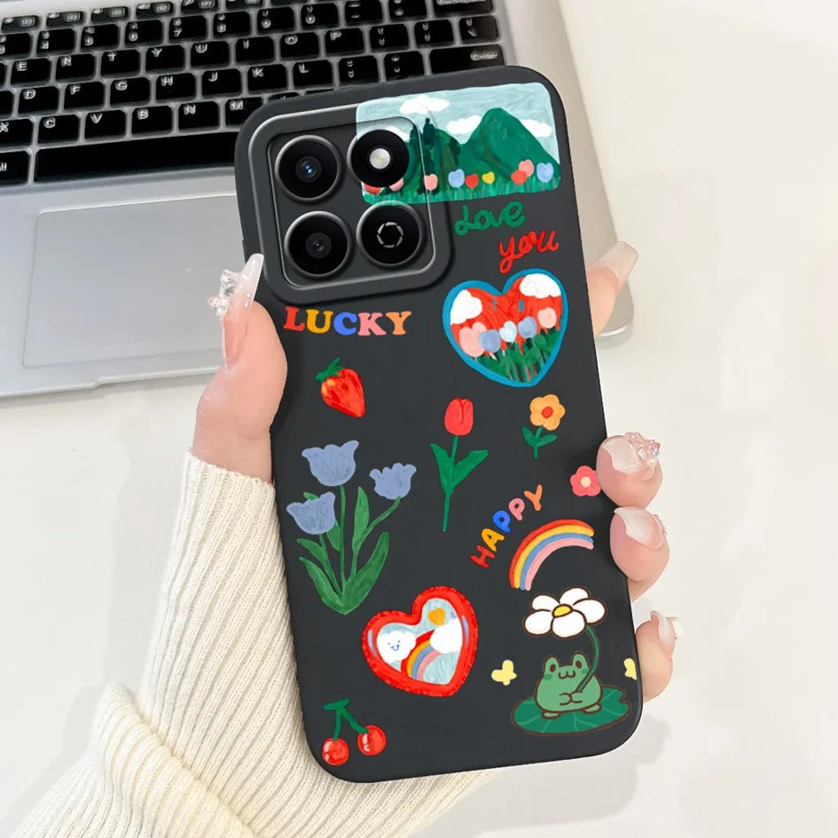 For Honor X7c 4G Case ALT-LX2 Shockproof Cover Sweet Girls Love Heart Soft Liquid Silicone Phone Cases For Honor 200 Smart Coque - Toxic Skullz