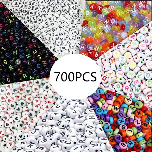 700pcs 7 Colors Round Letter Beads Acrylic Alphabet Number Beads for Jewelry Making DIY Taylor Friendship Bracelet (7x4mm) - Toxic Skullz