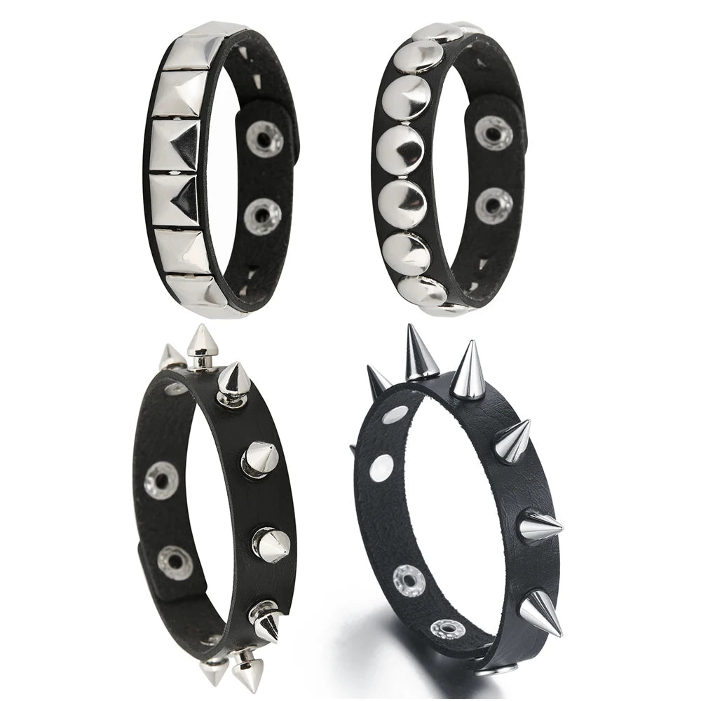 Studded Leather Punk Cuff Bracelet - Toxic Skullz