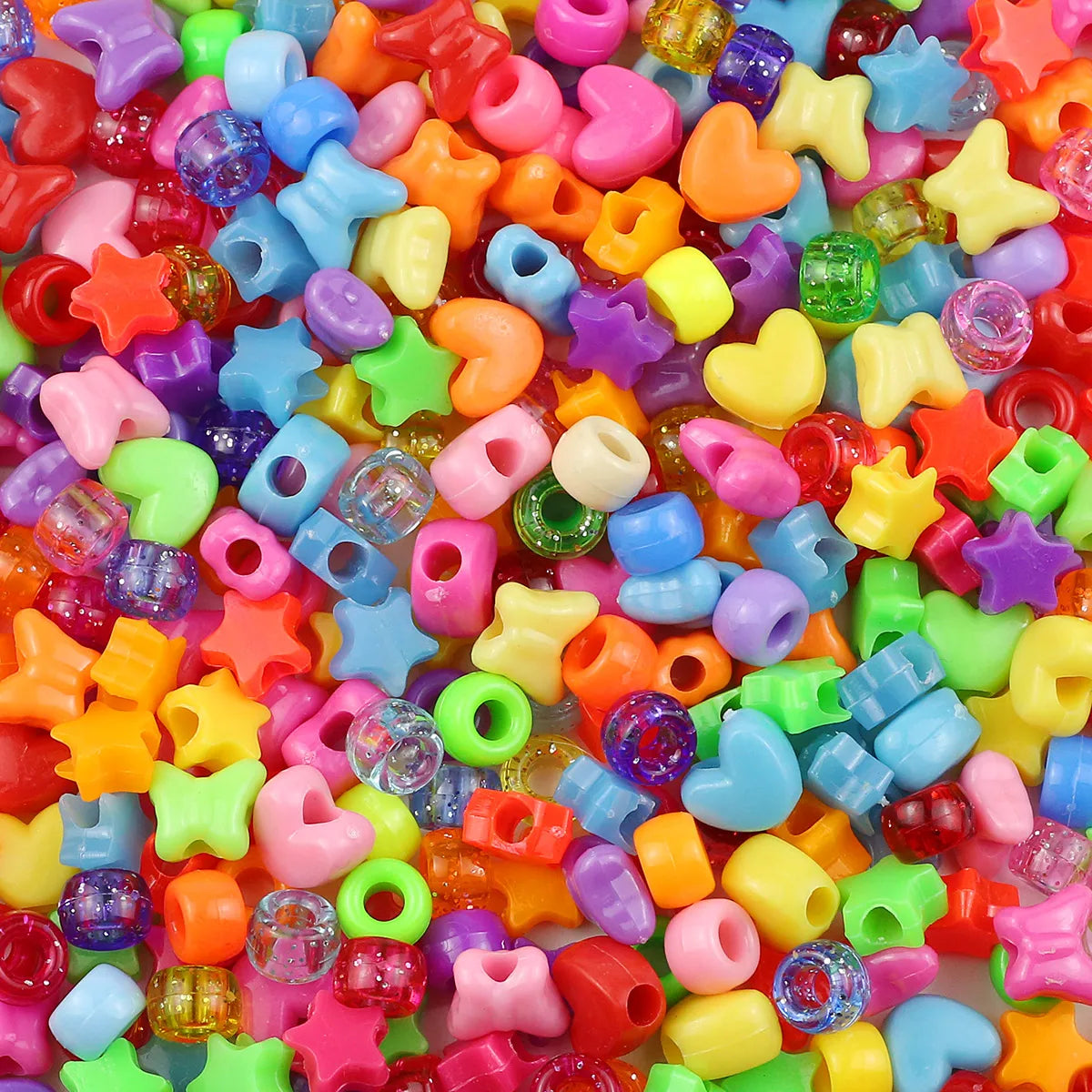 1200Pcs multi-colored Large Hole Pony Beads Plastic Beads For Bracelets Making DIY Crafts - Toxic Skullz