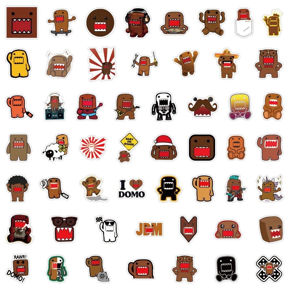 10/50PCS Funny Domo Kun Stickers Domo JDM Style graffiti Stickers for DIY Luggage Laptop phone Cup Skateboard Bicycle Stickers - Toxic Skullz
