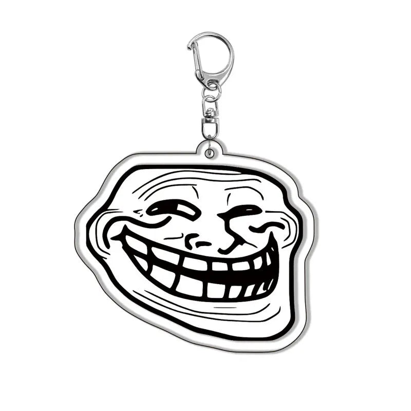 Creative Troll Face Keychains No Me Gusta Rage Forever Alone Acrylic Pendant Key Chain Backpack Car Ornament Comic Fans Gift - Toxic Skullz