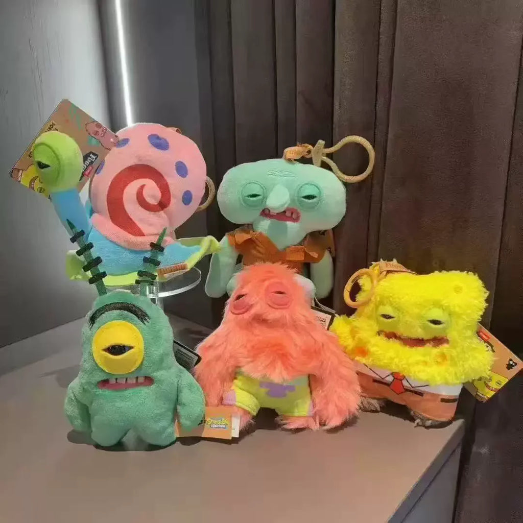 Original Fuggler SpongeBob Patrick Keychain Bag Charm for Backpack Decoration Soft Plush Doll Teeth Monster Ugly Cute Funny Toy - Toxic Skullz