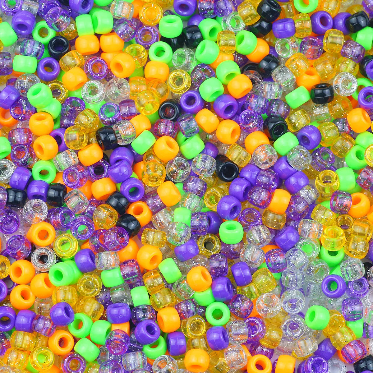 1200Pcs multi-colored Large Hole Pony Beads Plastic Beads For Bracelets Making DIY Crafts - Toxic Skullz