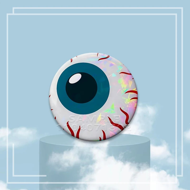 Y2K Holographic Eye Funny Face Badge Cute Cat Star Pins I Love EMO Boys Brooches DIY Backpack Jeans Decor Aesthetic Accessories - Toxic Skullz