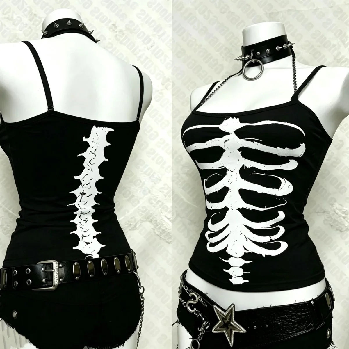 Skeleton Ribcage Graphic Cami Top - Toxic Skullz