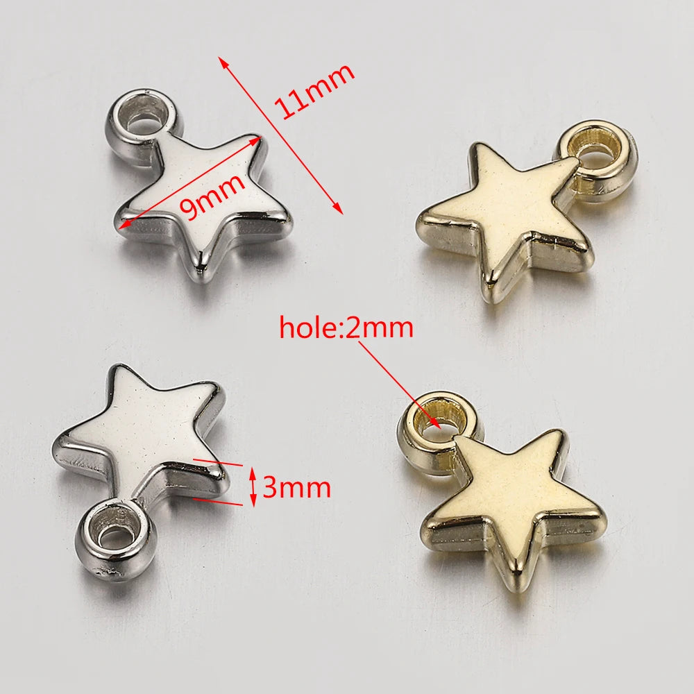 100Pcs CCB Acrylic Beads Charms Pendants 9mm Star Gold Color Silver Color Charm Beads for Jewelry Making Finding - Toxic Skullz