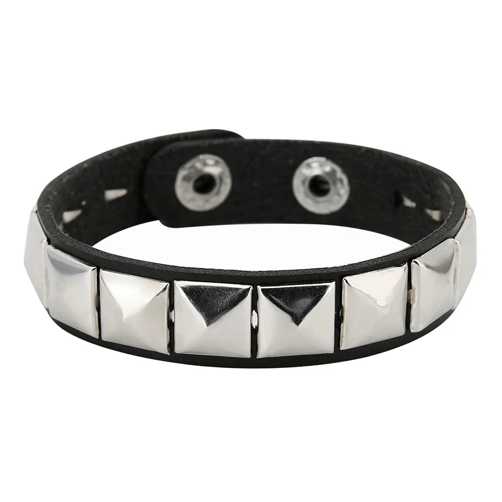 Studded Leather Punk Cuff Bracelet - Toxic Skullz