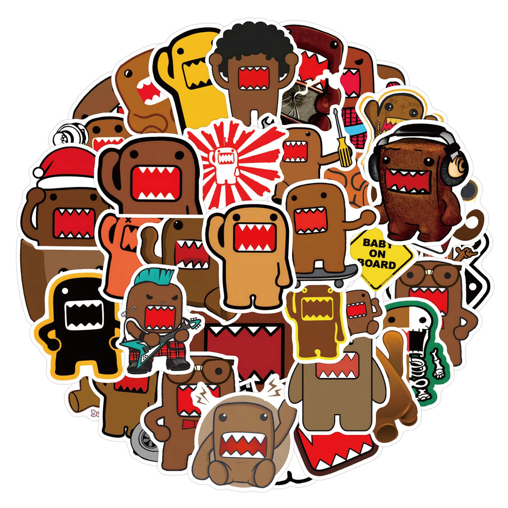 10/50PCS Funny Domo Kun Stickers Domo JDM Style graffiti Stickers for DIY Luggage Laptop phone Cup Skateboard Bicycle Stickers - Toxic Skullz