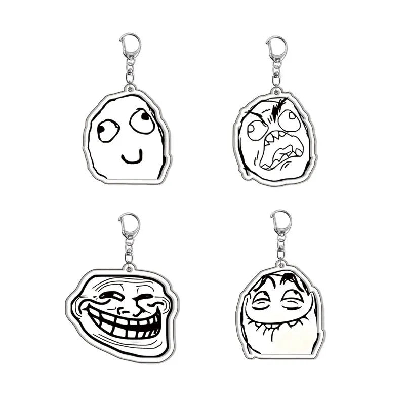 Creative Troll Face Keychains No Me Gusta Rage Forever Alone Acrylic Pendant Key Chain Backpack Car Ornament Comic Fans Gift - Toxic Skullz