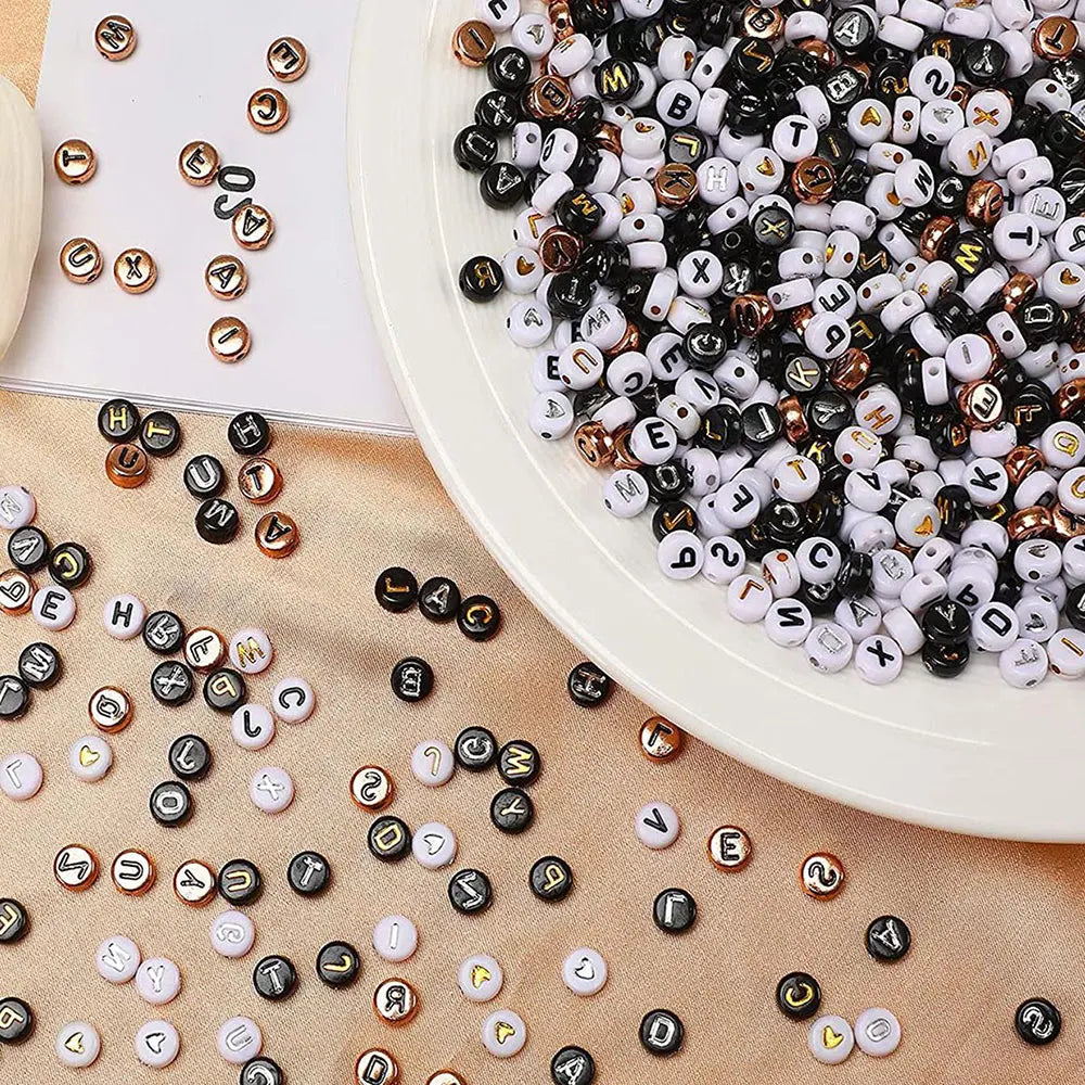 700pcs 7 Colors Round Letter Beads Acrylic Alphabet Number Beads for Jewelry Making DIY Taylor Friendship Bracelet (7x4mm) - Toxic Skullz