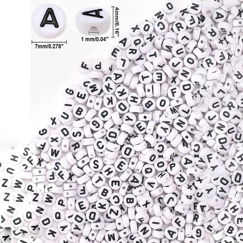 700pcs 7 Colors Round Letter Beads Acrylic Alphabet Number Beads for Jewelry Making DIY Taylor Friendship Bracelet (7x4mm) - Toxic Skullz