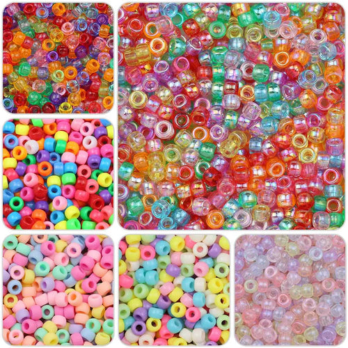 1200Pcs multi-colored Large Hole Pony Beads Plastic Beads For Bracelets Making DIY Crafts - Toxic Skullz