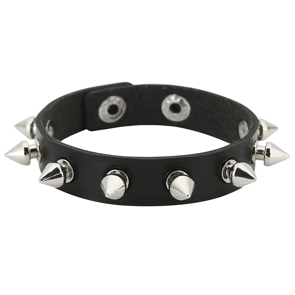 Studded Leather Punk Cuff Bracelet - Toxic Skullz
