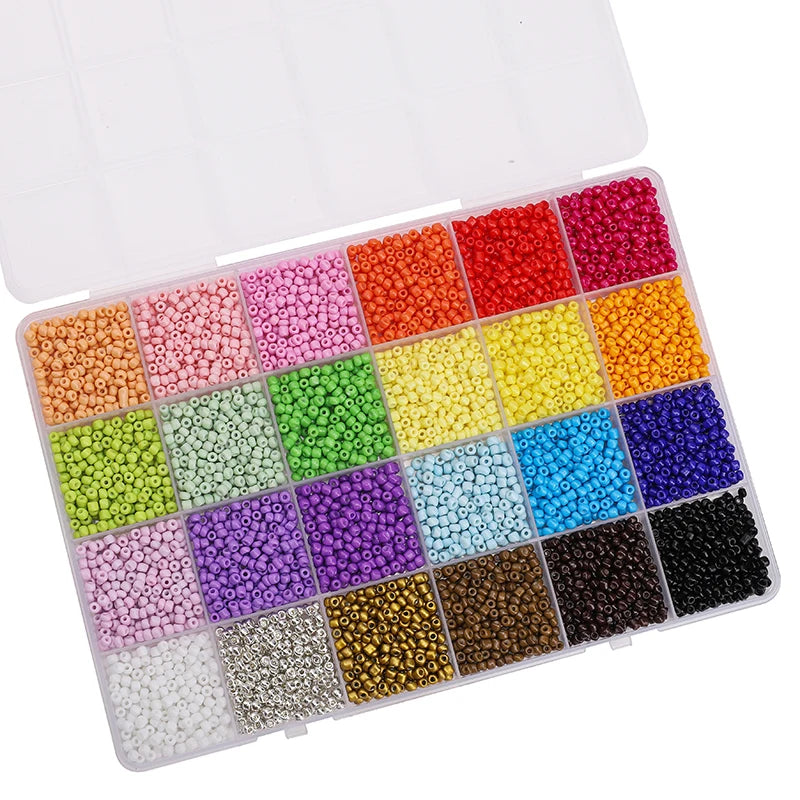 About 5200Pcs24 Grid Rice Bead Box Handmade DIY Jewelry Bracelet Earrings Kandi Jewelry Accessories Materials - Toxic Skullz