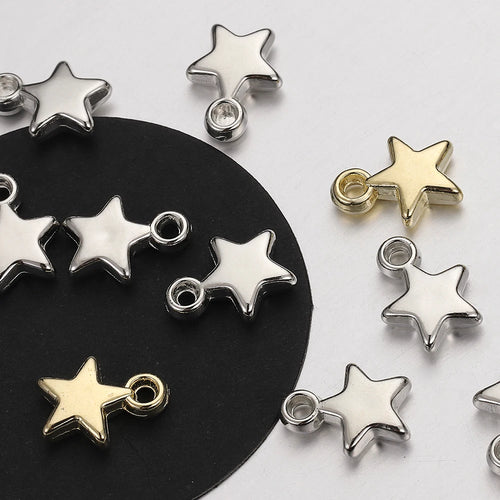 100Pcs CCB Acrylic Beads Charms Pendants 9mm Star Gold Color Silver Color Charm Beads for Jewelry Making Finding - Toxic Skullz