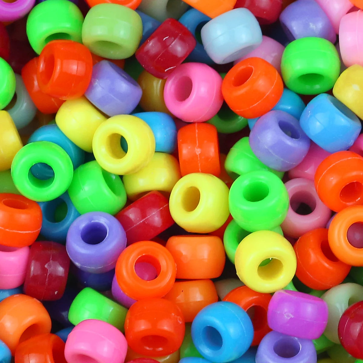 1200Pcs multi-colored Large Hole Pony Beads Plastic Beads For Bracelets Making DIY Crafts - Toxic Skullz