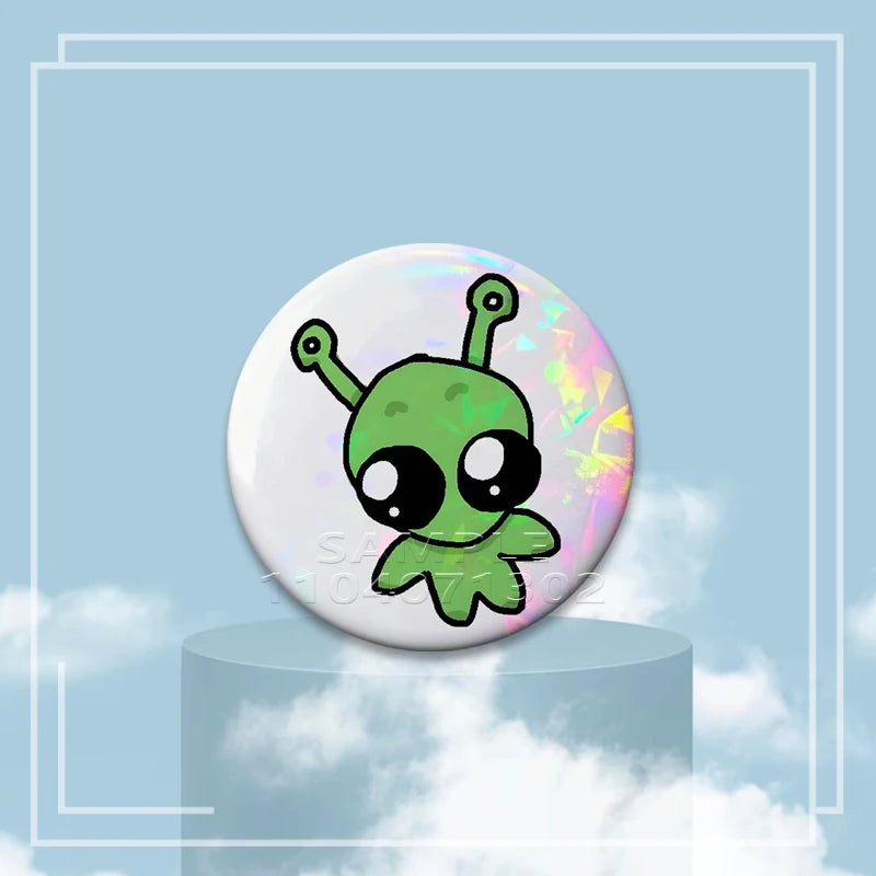 Y2K Holographic Eye Funny Face Badge Cute Cat Star Pins I Love EMO Boys Brooches DIY Backpack Jeans Decor Aesthetic Accessories - Toxic Skullz