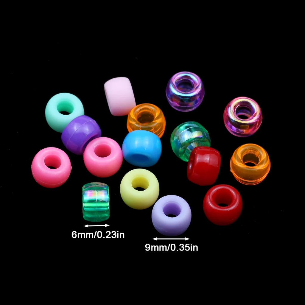 1200Pcs multi-colored Large Hole Pony Beads Plastic Beads For Bracelets Making DIY Crafts - Toxic Skullz
