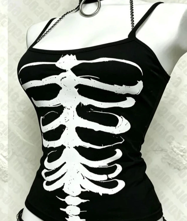 Skeleton Ribcage Graphic Cami Top - Toxic Skullz
