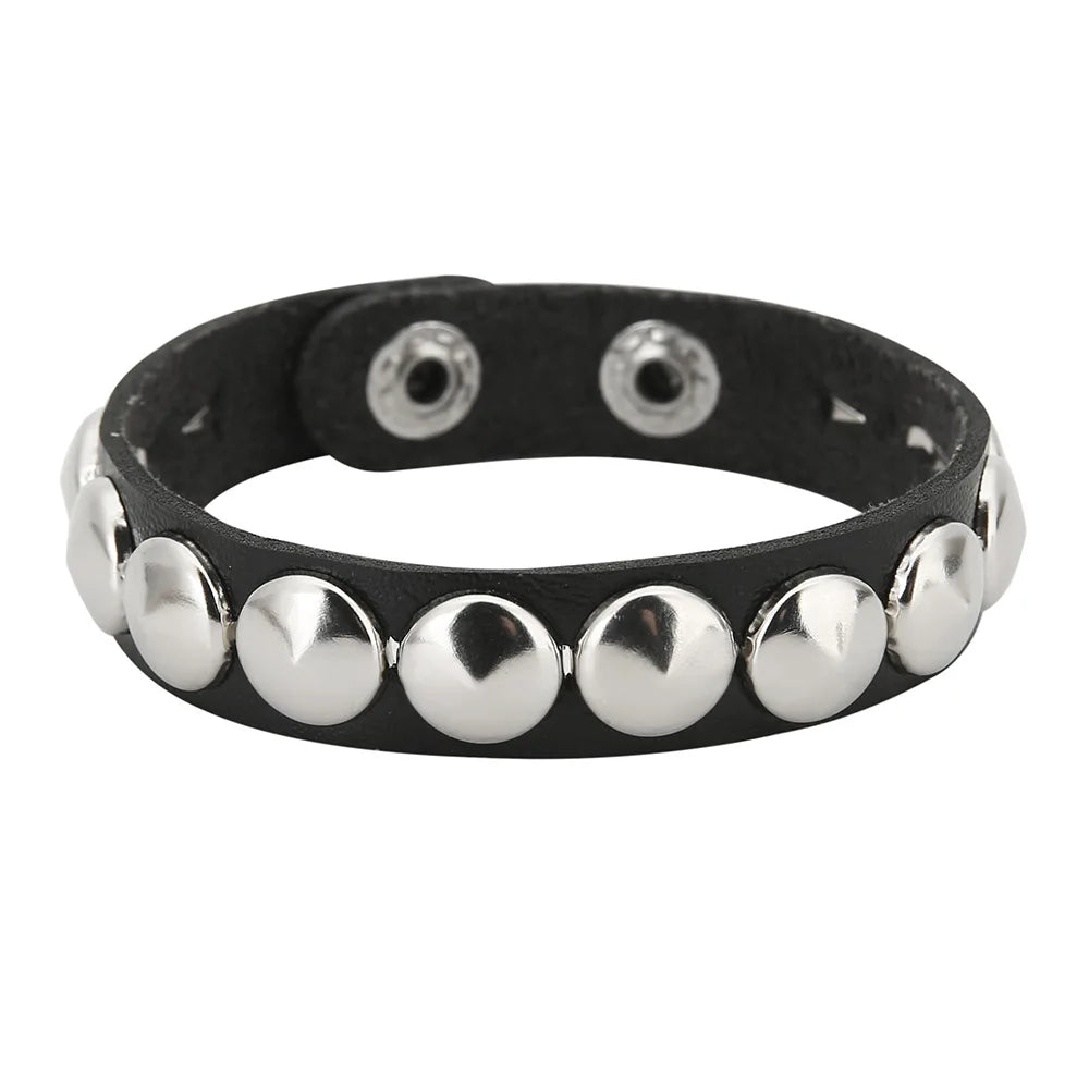 Studded Leather Punk Cuff Bracelet - Toxic Skullz