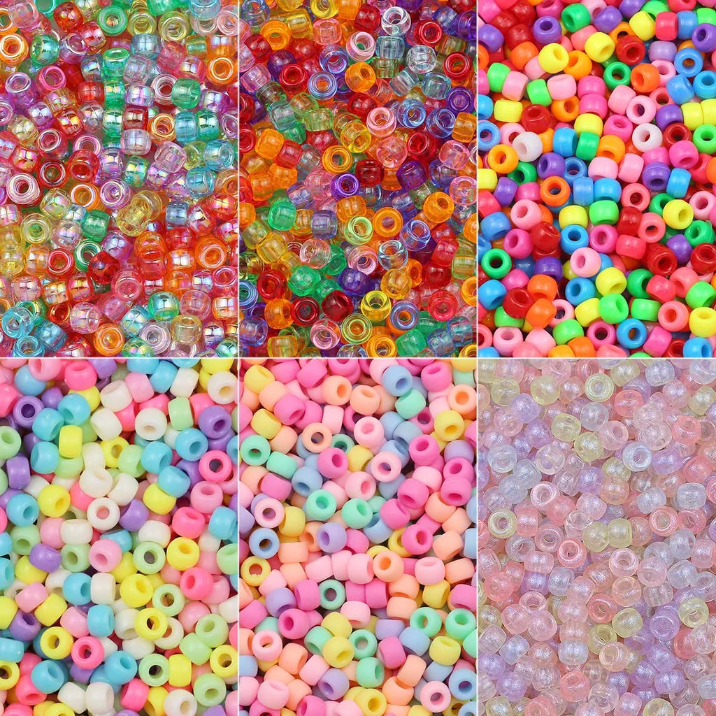 1200Pcs multi-colored Large Hole Pony Beads Plastic Beads For Bracelets Making DIY Crafts - Toxic Skullz