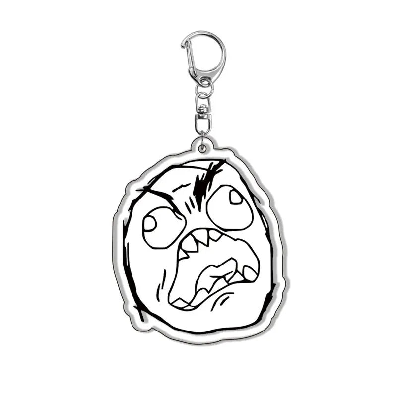 Creative Troll Face Keychains No Me Gusta Rage Forever Alone Acrylic Pendant Key Chain Backpack Car Ornament Comic Fans Gift - Toxic Skullz