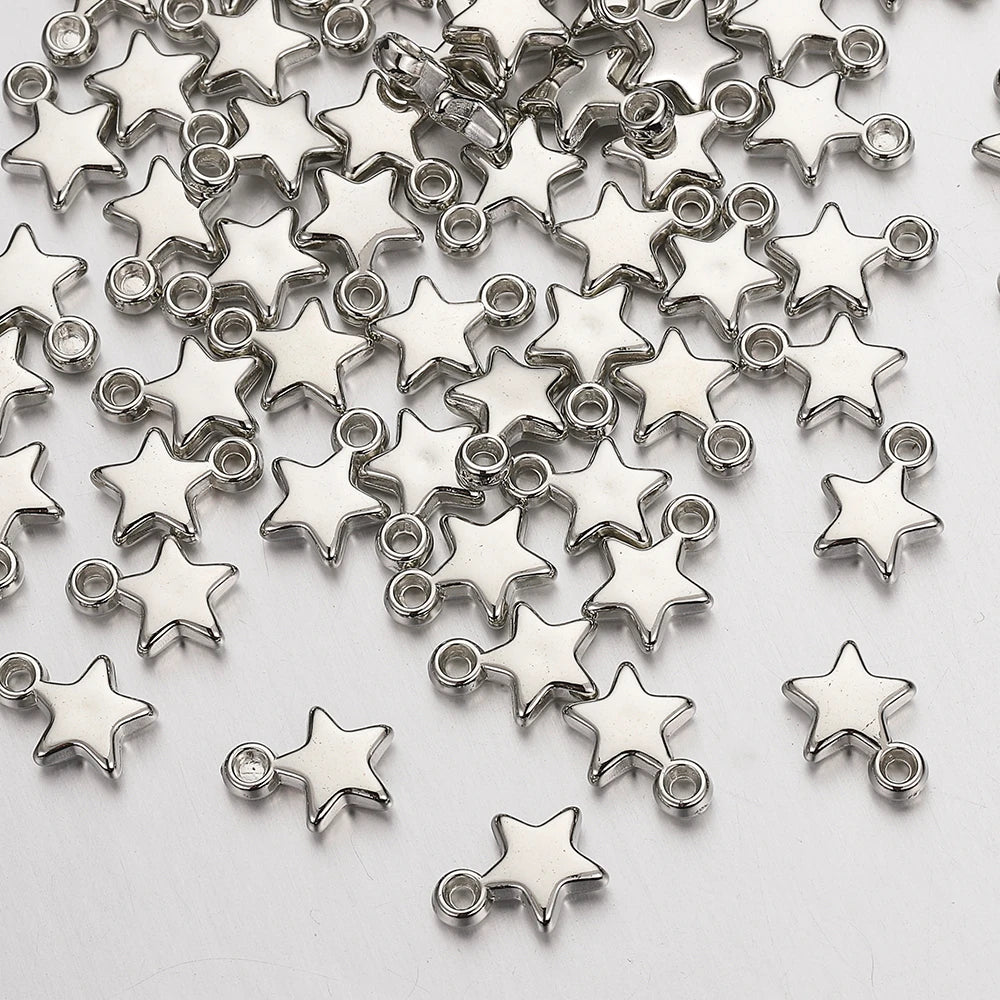 100Pcs CCB Acrylic Beads Charms Pendants 9mm Star Gold Color Silver Color Charm Beads for Jewelry Making Finding - Toxic Skullz