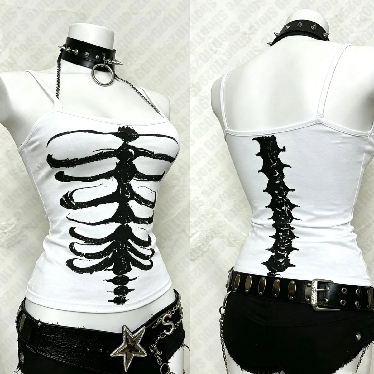 Skeleton Ribcage Graphic Cami Top - Toxic Skullz