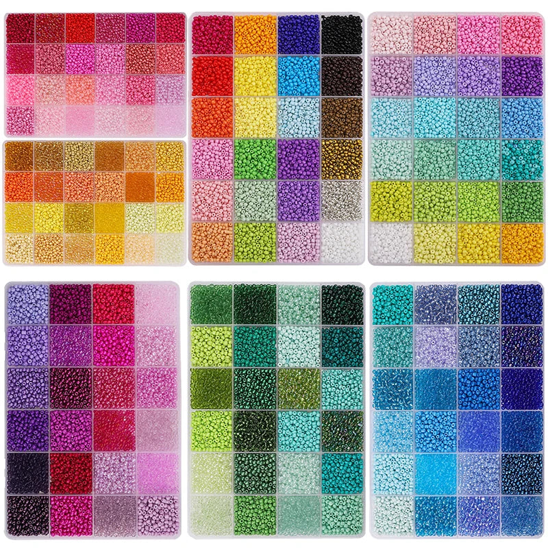 About 5200Pcs24 Grid Rice Bead Box Handmade DIY Jewelry Bracelet Earrings Kandi Jewelry Accessories Materials - Toxic Skullz