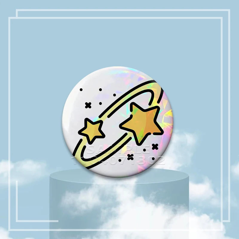Y2K Holographic Eye Funny Face Badge Cute Cat Star Pins I Love EMO Boys Brooches DIY Backpack Jeans Decor Aesthetic Accessories - Toxic Skullz