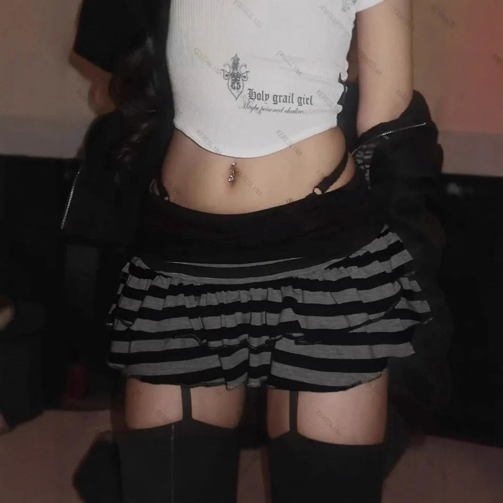 Toxic Skullz Layered Ruffle Mini Skirt - Toxic Skullz