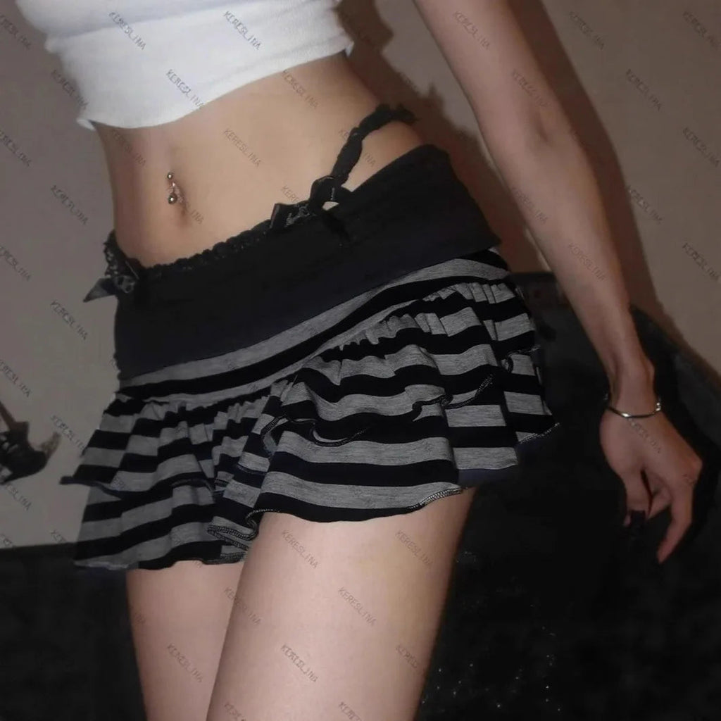 Toxic Skullz Layered Ruffle Mini Skirt - Toxic Skullz